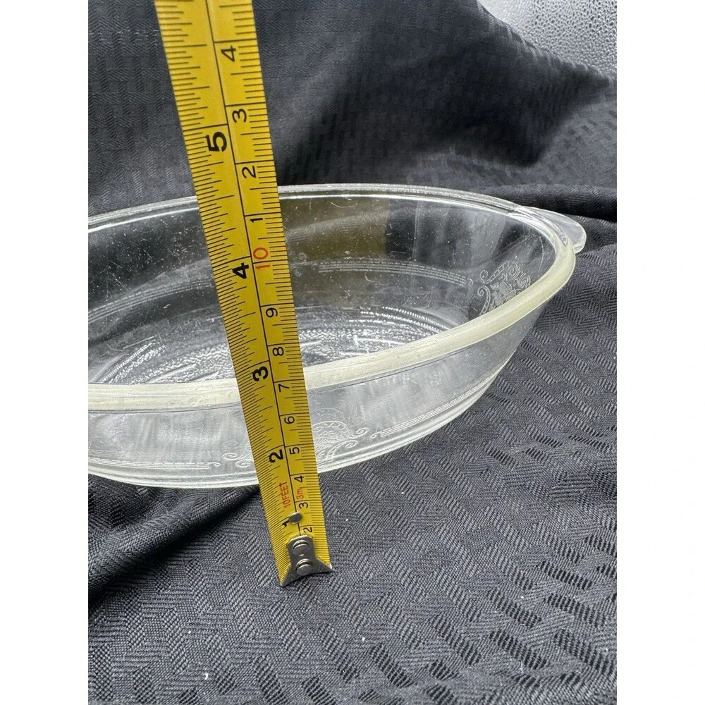 Vintage Etched Clear USA Glasbake  235 Bowl Tab Handles